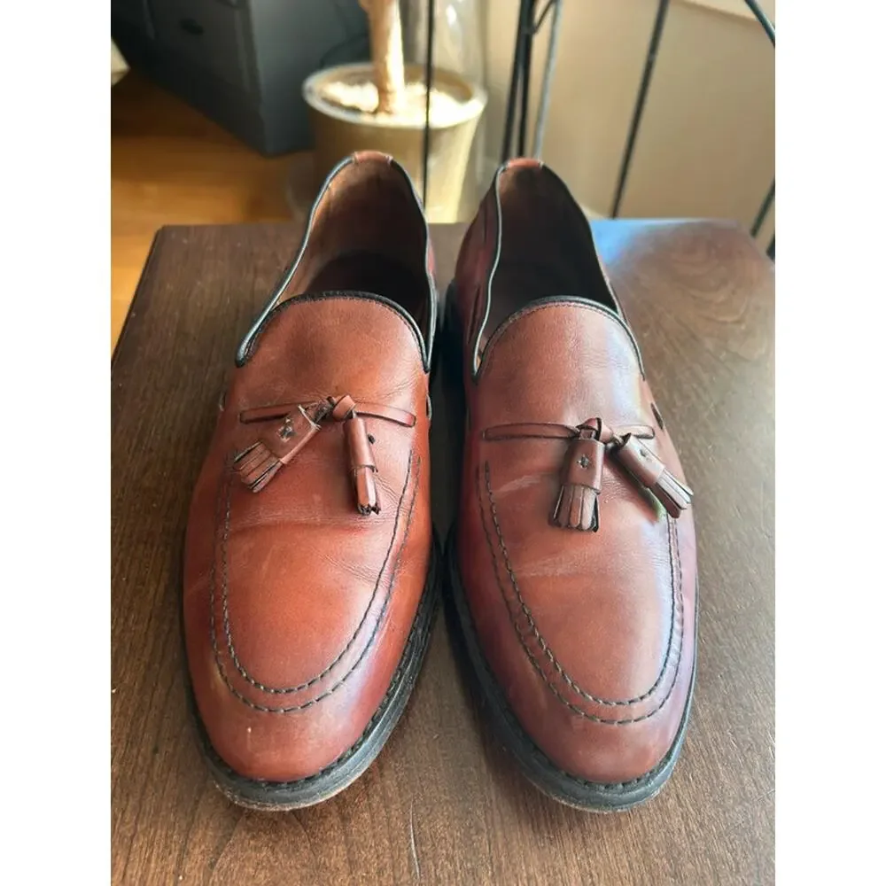 Allen Edmonds size 10.5 Grayson Tassel Loafers brown leather & tassels